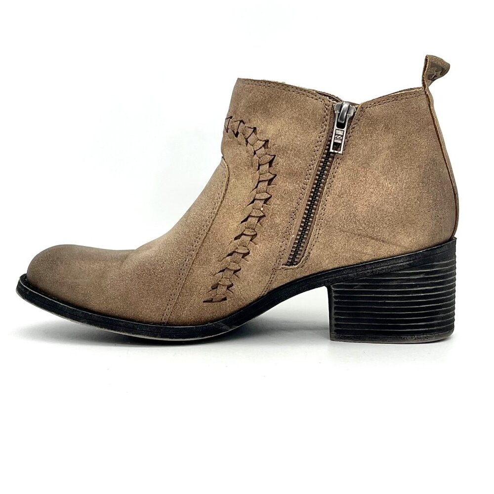 Billabong Womens Taupe Faux Suede Ankle Boots Size 9 Zipper Closure Braid Buckle - Picture 9 of 14